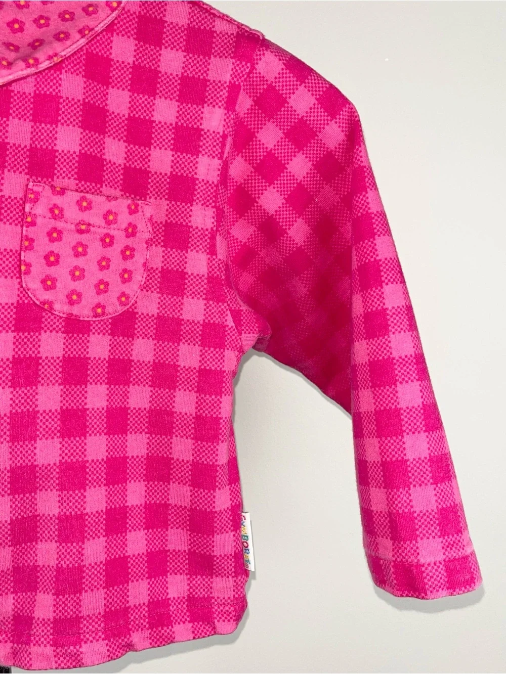 Gymboree (MED) 1990s Pink Plaid Gingham Zip-Up Rainbow Tag Vintage Jacket